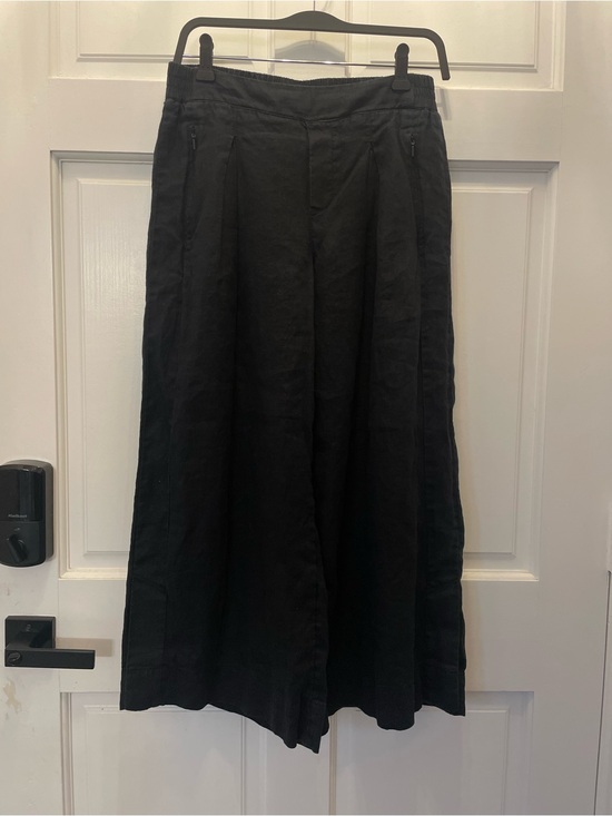Athleta Pants - Athleta PLAYA luxurious 100% Linen Black Wide Leg Crop Pants Sz 8 NWOT